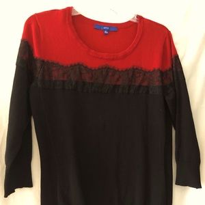 Apt 9 sweater size XL red and black lace trim